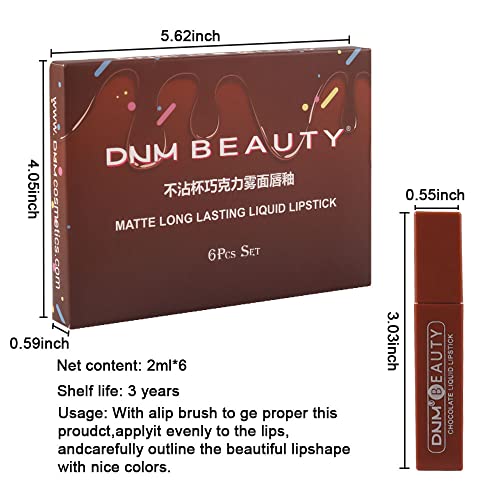 Evpct Dnm 6Pcs Matte Liquid Lipstick Lipgloss Lip Gloss Stain Makeup Set For Women,Deep Dark Red 24 Hour Stay On Matte Lipstick Long Lasting Labiales Matte Mate Larga Duracion 24 Horas Originales Set02 thumb #5