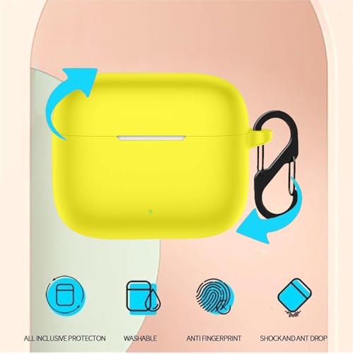 Image of Anvique Silicone Protective Case Cover for Oppo Enco Buds 3 Pro, Earbuds Accessories (Yellow S)
