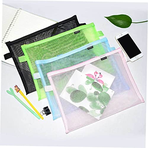 Parliky 4 Pçs Pasta De Viagem Bolsa De Lápis De Malha Bolsa De Lápis Transparente Bolsa De Malha Com