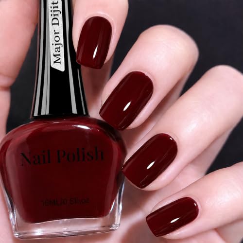 Major Dijit Deep Burgundy Quick Dry Nail Polish - Dries in 60 Seconds, Non-Toxic Glossy Formula, Cruelty-Free, Long-Lasting Fingernail Polish for Women, 0.5 fl oz