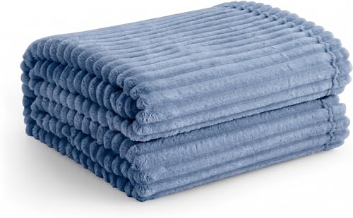 Image of Cotton Bolls Textiles Cozy Plush AC Blanket for Single Bed, Lightweight All Season Blanket, Ultra Soft Blanket for AC Room, Mild Winter, Can Be Used as Bedsheet in Winter, 60x90 Inches, Pencil Blue