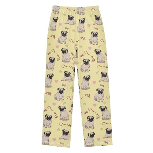 ZZKKO Cute Pugs Dog Light Yellow Boys Pants for Kids Jogger Pants with Pockets S-XL