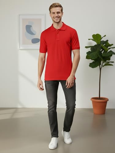 Image of Lux Cozi Men's Cotton Solid Polo Tshirt | Collar Tshirts | Half Sleeves | Stylish & Premium All Day Wear | Pack of 1