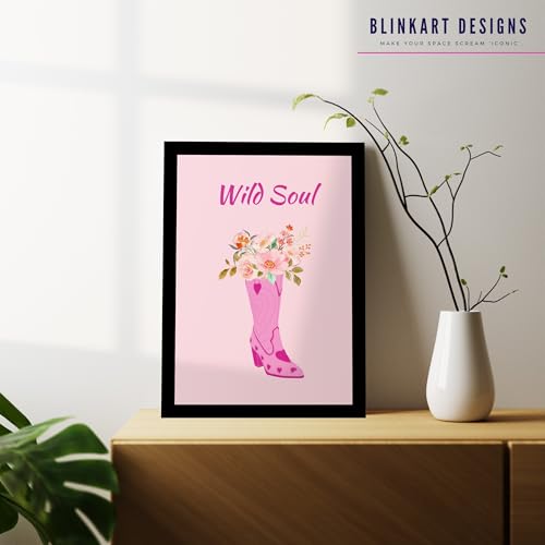 Image of BLINKART Wild Soul Pink Abstract Wall Art Painting Print Design | Aesthetic Wall Decor Photo Artwork Frame Decoration Hanging Home Bedroom Living Room Office Wall Decor | T007 | 13x10 Inches