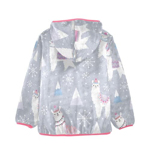 OTVEE Christmas Llama Snowflakes Kids Hoodie Jacket Fall Spring Full Zip Warm Outwear Coat2
