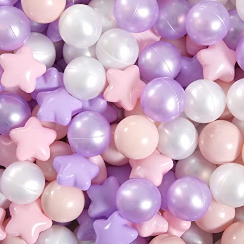 Image of GOGOSO Pink and Purple Star Pit Balls for GirlsToddlers for Playhouse, Baby Pool, Play Ball Fun Centers, for Babies, Kids, Toddlers, Phthalate Free BPA Free
