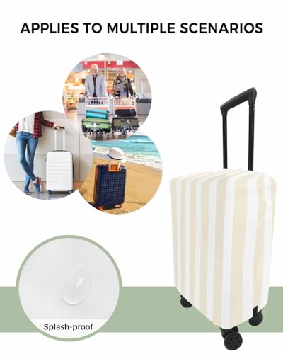 Beige Stripes Travel Luggage Cover, Abstract Geometric Cream Anti-scratch Travel Suitcase Protector Covers, Washable Elastic Baggage Covers Fit 26-28 Inch Carry on Luggage4