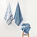 Modern Threads 6 Piece Set, 2 Bath Towels, 2 Hand Towels, 2 Washcloths Yarn Dyed Jacquard/Solid Towel Set Ophelia Blue