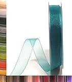 ohne Drahteinlagen s.dekoda Schleifenband 50m x 15mm Türkis - Petrol Organza Chiffon Geschenkband Organzaband [1350-246]