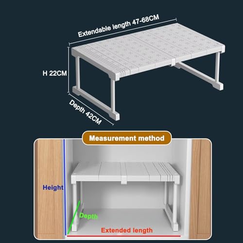 Étagère empilable et extensible blanche pour placard | L 47-68 cm