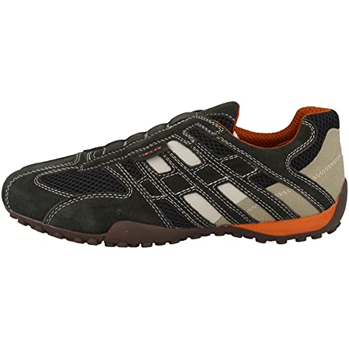 Geox Herren Uomo Snake L Sneaker, Dk Grey Off White, 42 EU