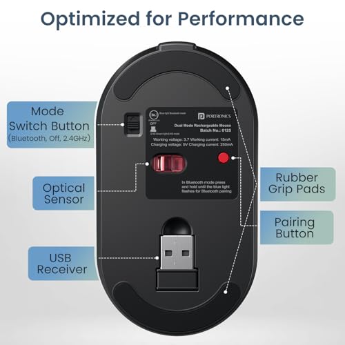 Image of Portronics Key11 Combo Rechargeable Wireless Keyboard and Mouse Set, Bluetooth 5.3&2.4GHz Wireless,Type-C Fast Charging,Gradient Keys, Noiseless Typing, High Precision Mouse, for PC&Laptop(Blue)