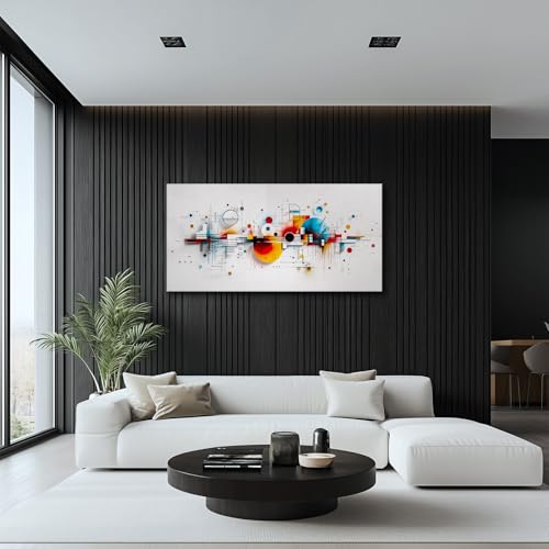 SERIMINO Colorful Abstract Large Wall Art, Geometric Dot Line Minimalist Canvas Prints Paintings, Modern Aesthetic Pictures Wall Decor Living Room Bedroom Game Room, Office Decor Artwork 24"X48"