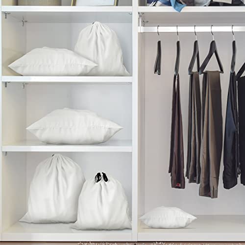 Woanger 10 Pieces Large Dust Cover Bag Polyester Cotton Breathable Bags Dustproof Drawstring Storage for Shoes Purses Travel Packing Luggage Organizer Home Storage, 2 Sizes 6