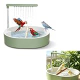 Winwj Vogeldusche Wellensittich, Vogel Badewanne mit Dusche, USB-betriebenes Vogelbad mit Wasserzirkulation, Vogel Badehaus mit Sitzstange, Rutschfester Boden, für kleine Vögel und Wellensittiche