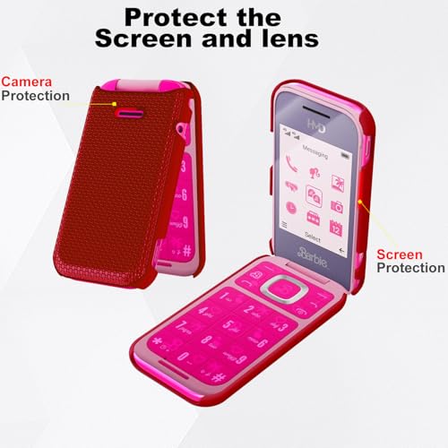 Ailiber Phone Case Compatible with HMD Barbie, Fits HMD Barbie Flip TA-1681 Cell Phone Case, Dual Layer Shockproof Silicone Bumper, Military Grade,Non Slip Back Heavy Duty Rugged Phone Cover-Red