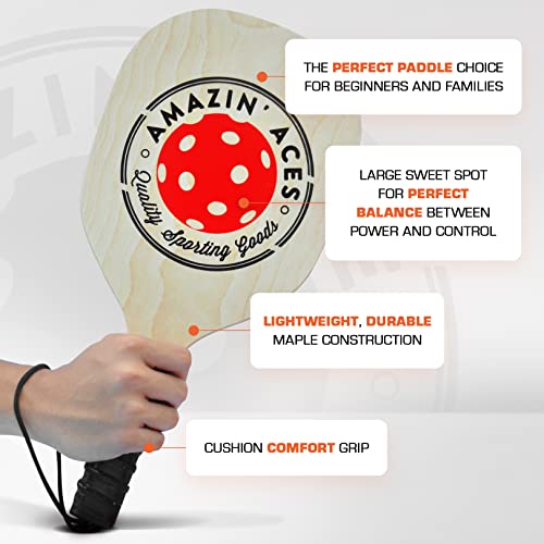 Amazin' Aces Pickleball Paddles - Pickleball Set - Usapa-Approved Pickleball Rackets For All Levels And Ages (Wood) #TOP1