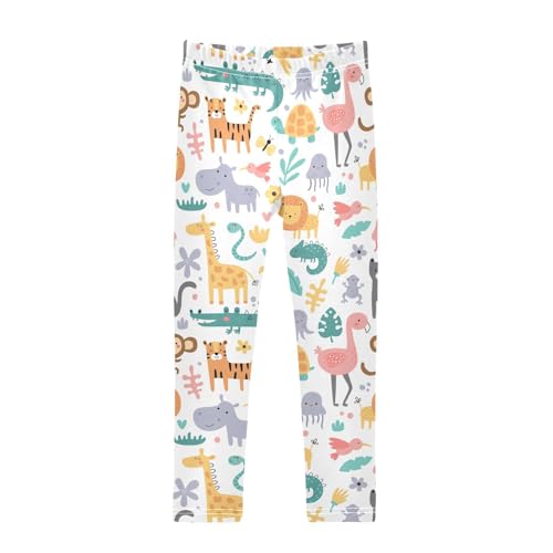 Jungle Animal Girls Leggings,Workout Leggings for Girls Toddler Athletic Leggings Size for 3-10T