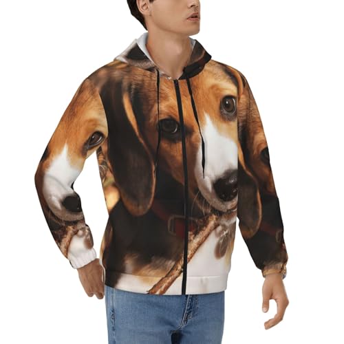 Sweat à capuche fermeture éclair homme imprimé chien Beagle veste zippée S-3XL