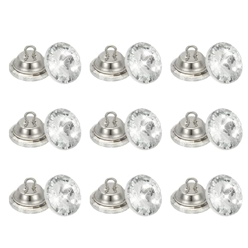 QUARKZMAN 25 Imitación Diamante Cristal Botones, 20mm Tapicería Capitoné Botones con Metal Bucle para Costura Sofá Cama Cabecero Bricolaje Manualidades Decoración (Cúbica)