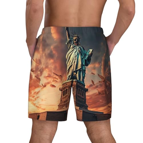 Statue of Liberty in NYC Print Men Stylish Functionality Swim Trunks Breathable Beach Shorts Surfing Gym Fishing4