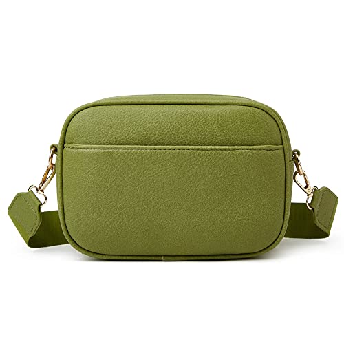 Crossbody Bag For Women Pu Leather Wide Strap Shoulder Bag Purse With Guitar Strap Trendy Design Camera Crossbody Purse With Pockets Top Zip Closure #TOP9