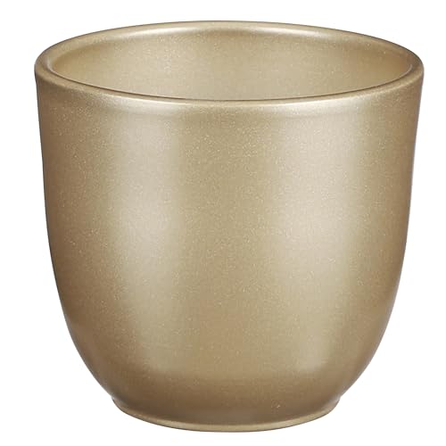 Annastore Blumenübertopf Tusca aus Keramik - Übertopf - Blumentopf - Übertöpfe - Blumentöpfe (Vintage-Gold, H 11 cm - Ø 12 cm)