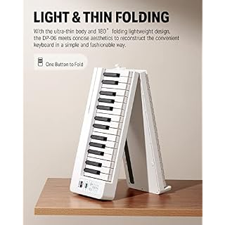 Donner DP-06 Piano à Clavier Pliable Pour Débutants, Clavier de Piano Portable 61 Touches, Clavier de Piano Électrique Numérique avec Bluetooth, Blanc - Les Beatles, Paul McCartney, John Lennon, RIngo Starr, George Harrison Donner DP-06 Piano à Clavier Pliable Pour Débutants, Clavier de Piano Portable 61 Touches, Clavier de Piano Électrique Numérique avec Bluetooth, Blanc – Image 2