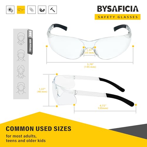 bysaficia 12 Pack Clear Safety Glasses Bulk, UV Protection Safety Goggles with Scratch Resistant Polycarbonate Lens, Protective Eyewear for Men Women, ANSI Z87.1 Eye Protection Glasses by bysaficia - Used condition - Image 7