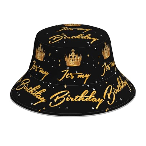Its My Birthday Bucket Hat for Women Men Funny Birthday Hat for Party Celebration Packable Sun Bucket Hat Fisherman Cap for Beach Travel Outdoor