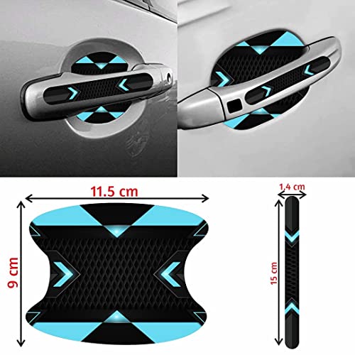 Image of CVANU Car Door Handle & Door Bowl Pack of 8 Anti-Scratch Guard Protective Cover Sky-Blue Self-Adhesive Vinyl Sticker Cv10