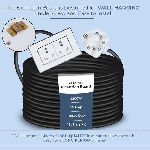 Image of Extension Board Heavy Duty Multi Socket 15A /16A /20A (2500 Watts 16A Big Plug and Two 16A Socket, 30 Meter)