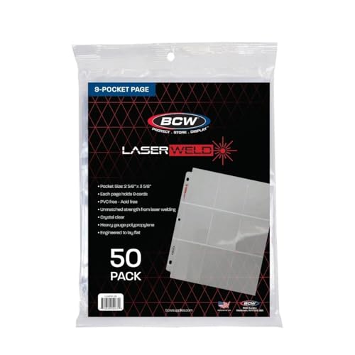 Pochettes de classeur BCW LaserWeld 9 cases pour 50 pages de cartes ultra plates et transparentes