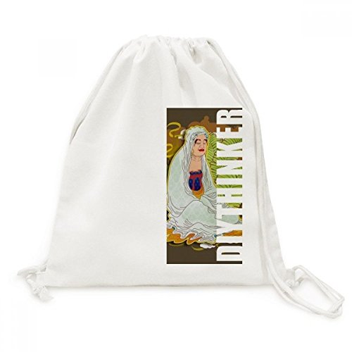 Sac à cordon motif illustration dix-huit arhats pour le voyage en toile