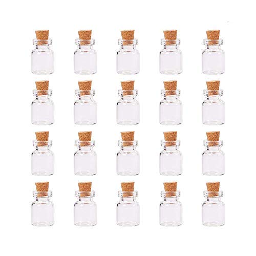 PandaHall -20sets Klare Glasflasche Fläschchen mit Korken, 22x15 mm