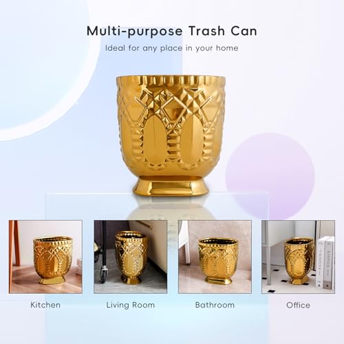 Caneca de basura dorada pequeña para baño y hogar 5 litros miniatura 3