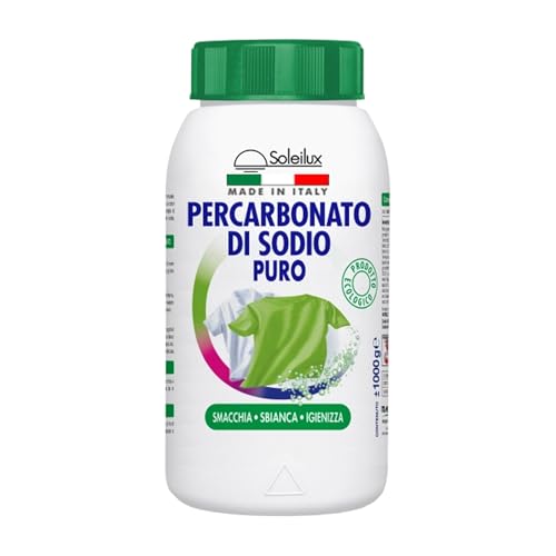SOLEILUX Percarbonato di Sodio per Bucato Puro - 1 Kg Sbiancante, Smacchiante e Igienizzante Ecologico - 250 Lavaggi, Ideale come Smacchiatore per Bucato e Antimuffa - Prodotto in Italia (1)
