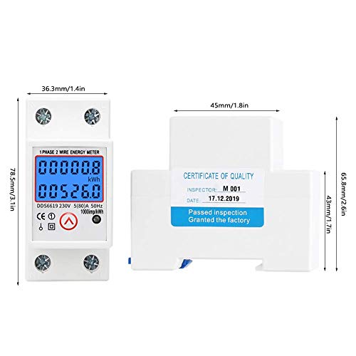 Compteur puissance électrique monophasé réinitialisable avec écran LCD rétroéclairé pour tableau - 2