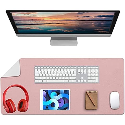 YiYunTE PU Leather Desk Pad Laptop PC Desk Mat Dual Sided Non Slip Desk Blotter Protector Office Desk Mat Multifunctional Ultra Thin Waterproof Writing Mat 45 x 90cm Extended Mouse Mat for Home Gaming Cover