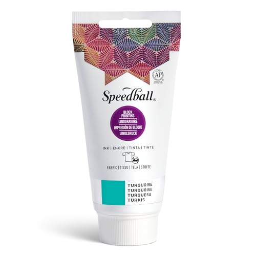 Speedball Fabric Block Printing Ink, 2.5-Ounce, Turquoise - Print on Textiles & Paper - Made in USA