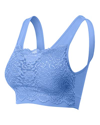 Women's Seamless Lace Bra Top with Front Lace Cover Sports Bra, 6632 spring