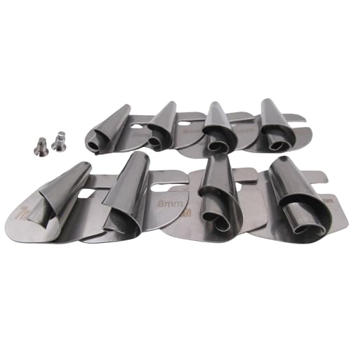 CKPSMS Carpeta de dobladillo de acero inoxidable en espiral en varios tamaños (tamaño acabado) compatible con máquina de coser de punto de bloqueo de una sola aguja y pie de caminar con el agujero en