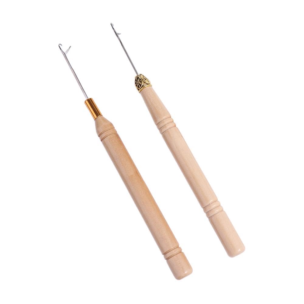 JJWNMLL set di 3 uncinetti con manico in legno,set di per uncinetto maglia per uncinetto dreadlocks,tappeti e artigianato artistico,con borsa e scatola
