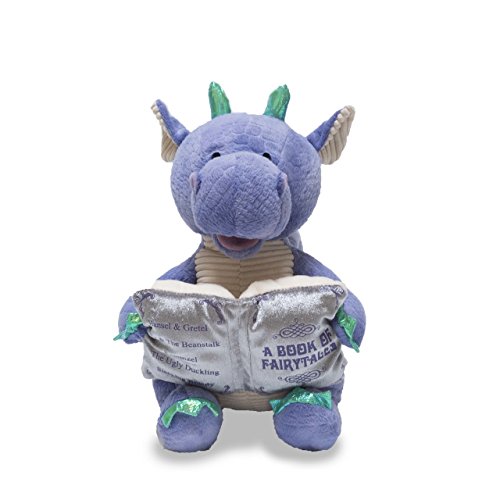 Cuddle Barn | Dalton the Storytelling Dragon 12" Animated Stuffed Animal Plush Toy | Mouth Moves, Head Sways and Book Lights Up | Recites 5 Fairy-Tales