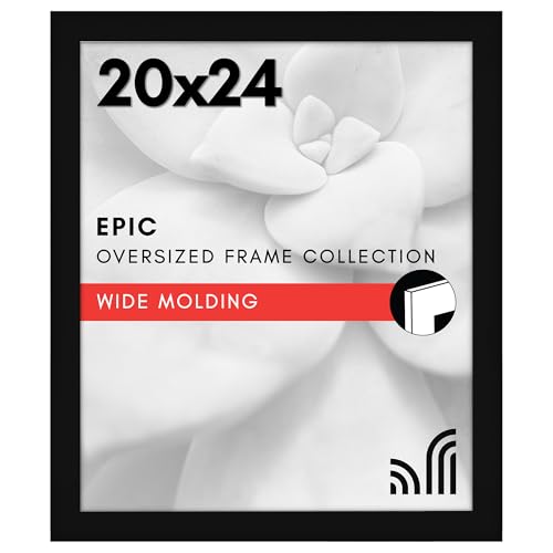 Americanflat 20x24 Picture Frame with Polished Plexiglass - Black Picture Frame - Wide Photo Frames Made of Engineered Wood for Vertical or Horizontal Wall Display - Epic Collection - Black