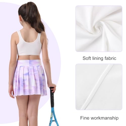 Image of Bezioner Girls Tennis Skirt A-Line Pleated Skirt with Shorts Pocket Uniform Skort for Golf Athletic Cheerleading