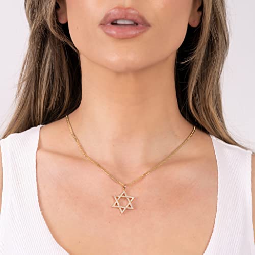 Barzel 18K Gold Plated Crystal Star of David Charm Necklace2