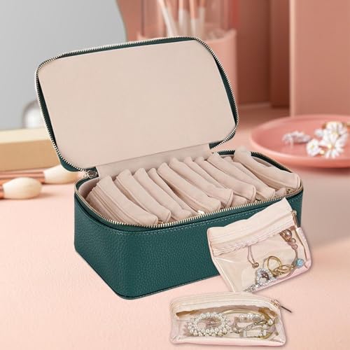 Boîte à bijoux de voyage portable à 12 compartiments pour bagues