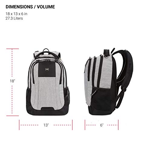 SwissGear Cecil 5505 Laptop Backpack, Heather Grey, 18Inch WantItAll