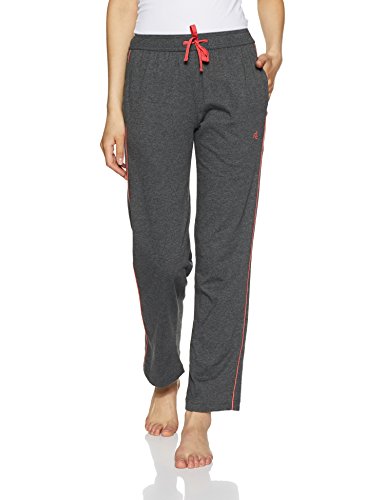 Image of Jockey 1305 Women's Super Combed Cotton Rich Relaxed Fit Mid Rise Trackpants with Contrast Side Piping and Pockets